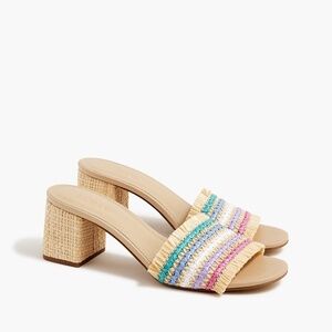 J.Crew Woven Raffia Mule Heels